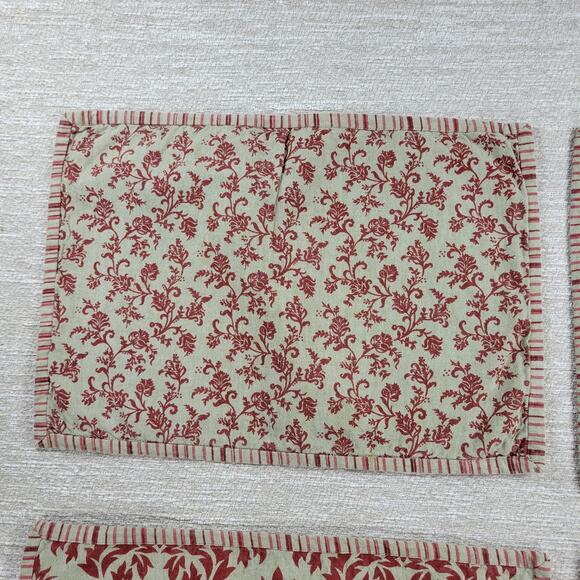 Arhaus Damask Floral Placemats Napkins Red Tan  Cotton Set of 4 - Picture 9 of 16